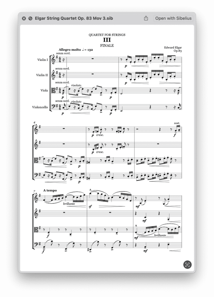 Sibelius 2026.6 - Unterstützung für macOS Quick Look